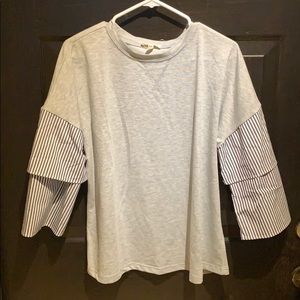 Sweater with Stripped Shirt Sleeves